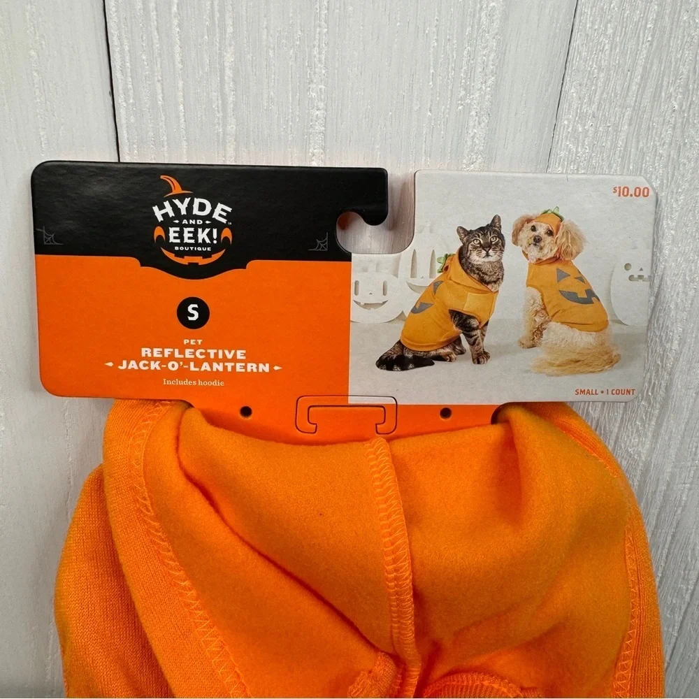 Reflective Jack-O-Lantern Pumpkin Hoodie Pet Costume, Dog/Cat Hyde & Eek!